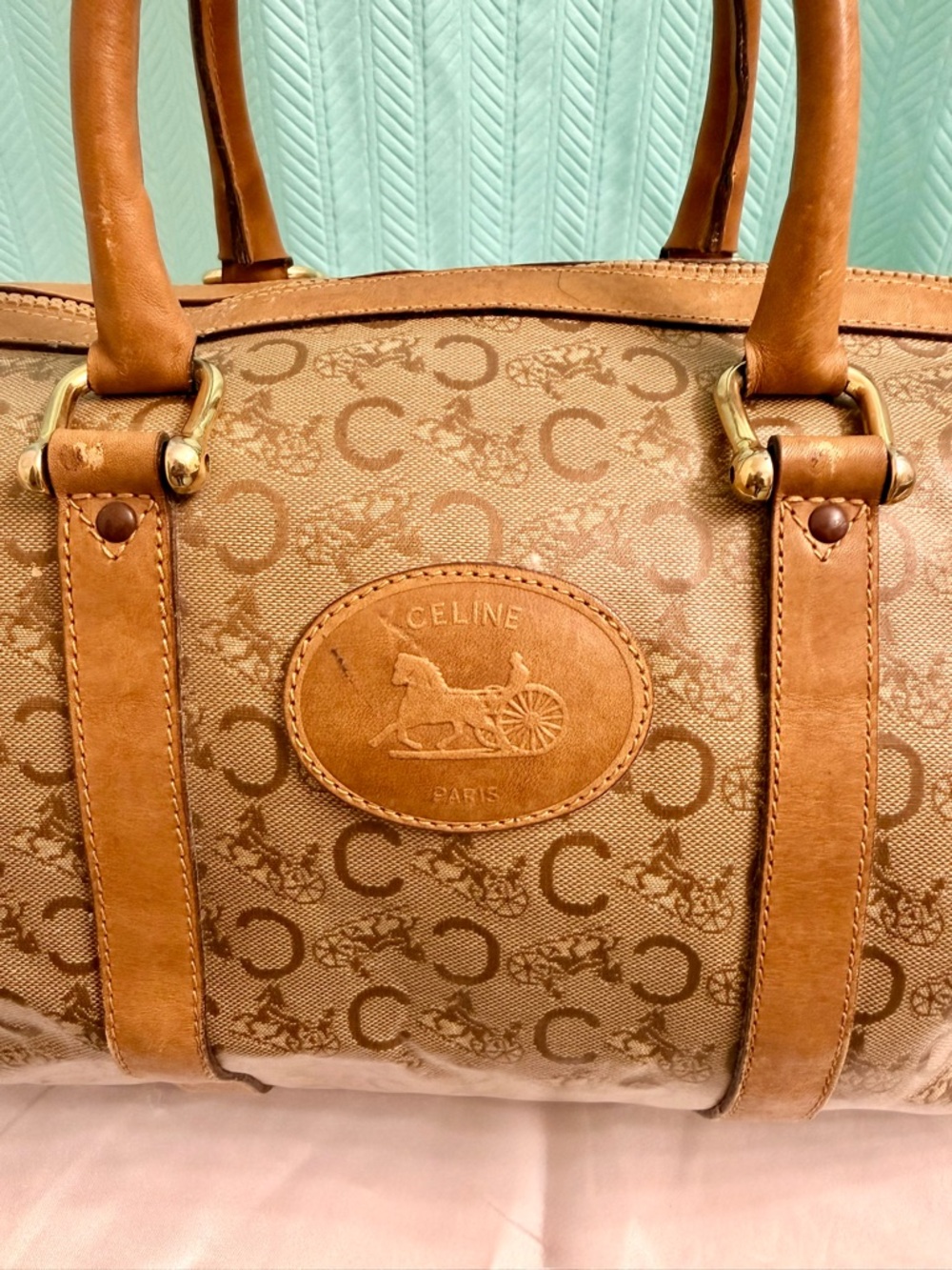 EUC - VINTAGE Celine Macadam Boston Satchel - Picture 2 of 12